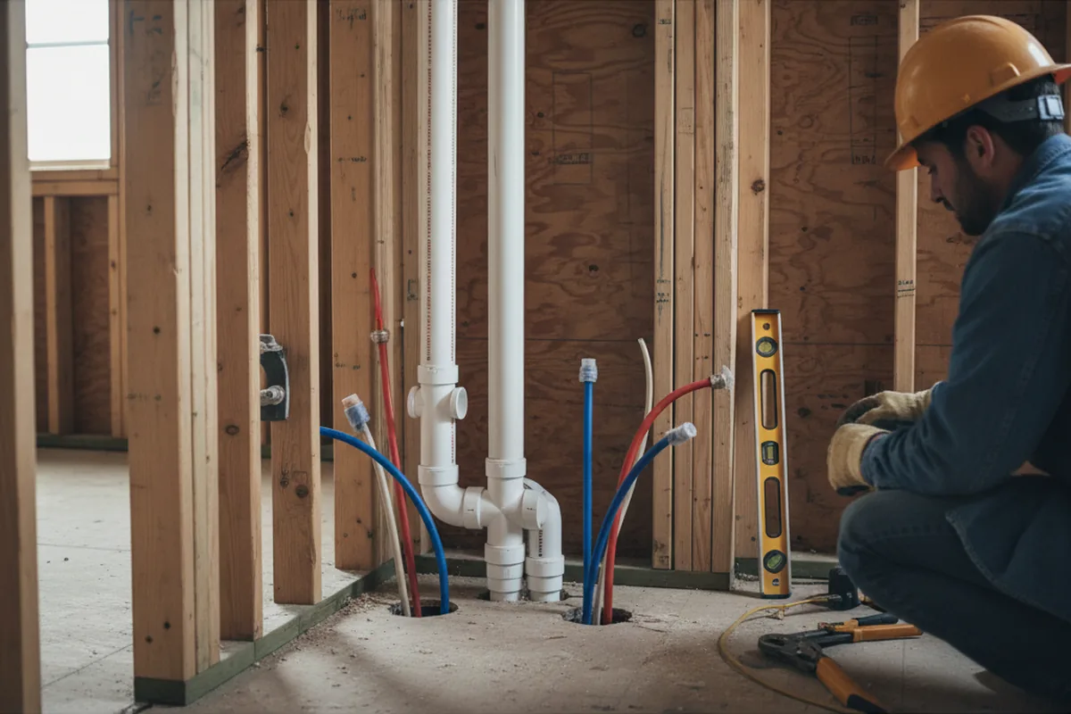Drain and supply rough-in during Drain Cleaning in Joppa
