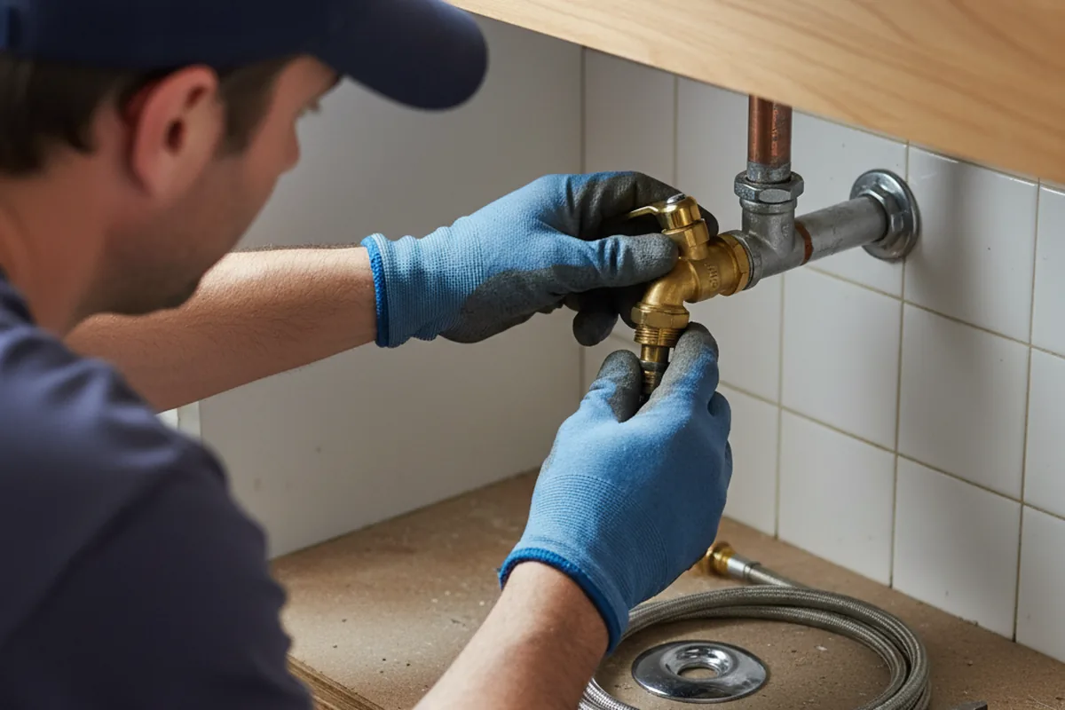 Shutoff valve and fitting work during Burst Pipe Repair in Joppa